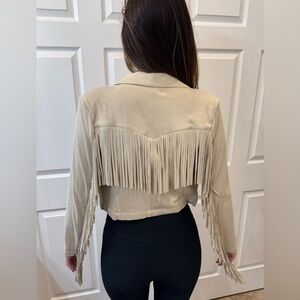 Faux suede fringe jacket